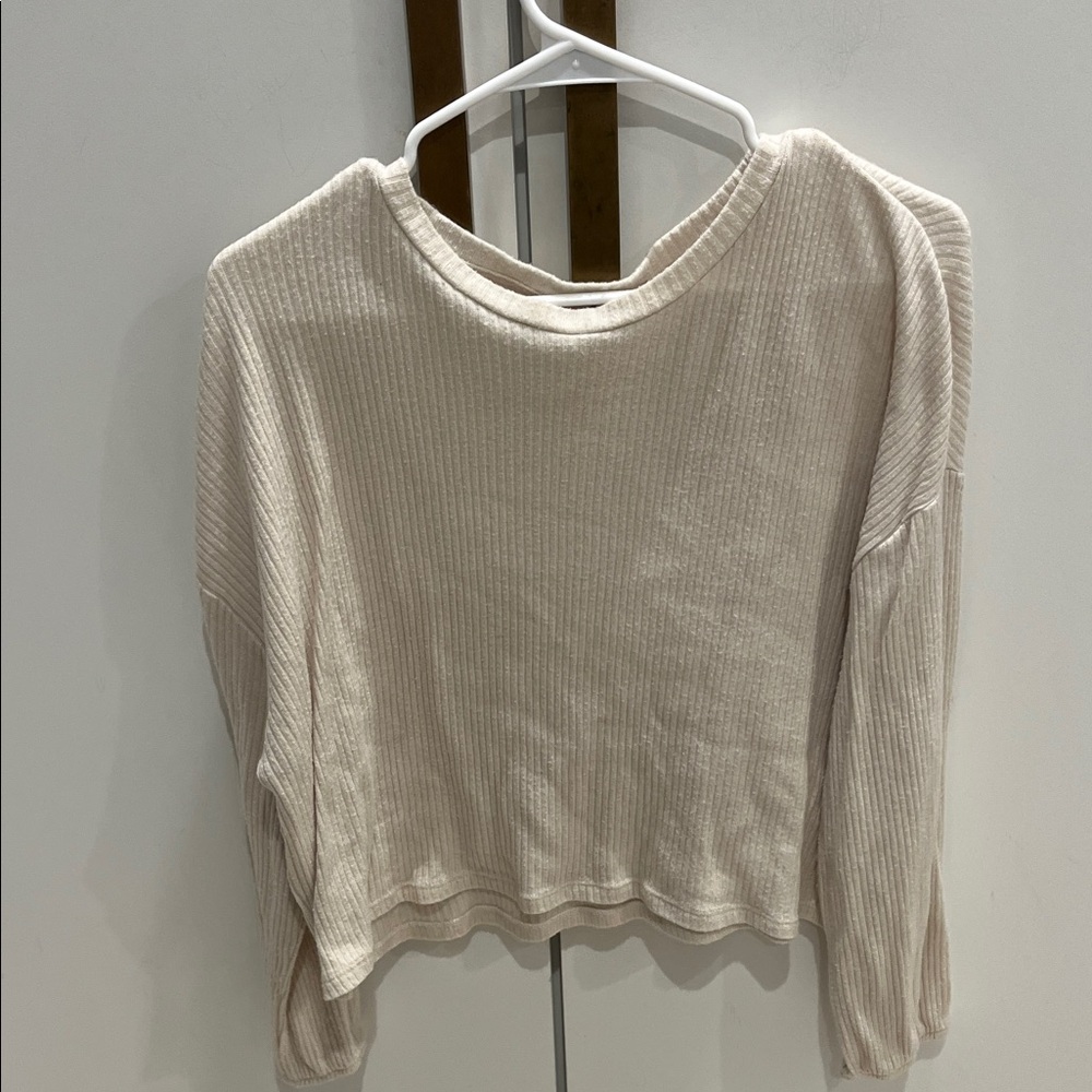 Z Supply Off-White Ribbed Knit Top